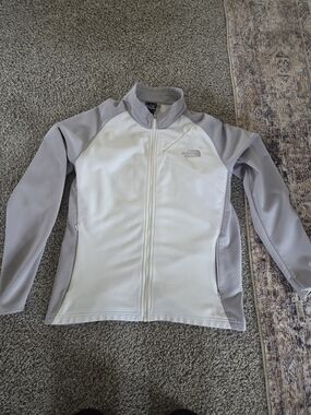 The North Face Women's Light Gray and White Zip-Up Utility Jacket